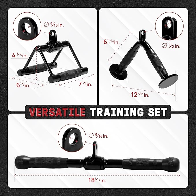 Yes4All Cable Machine Attachment, Row Handles, Tricep Rope, Straight Bar, V Bar, LAT Pulldown Accessories Load 880 LB for Home Gym