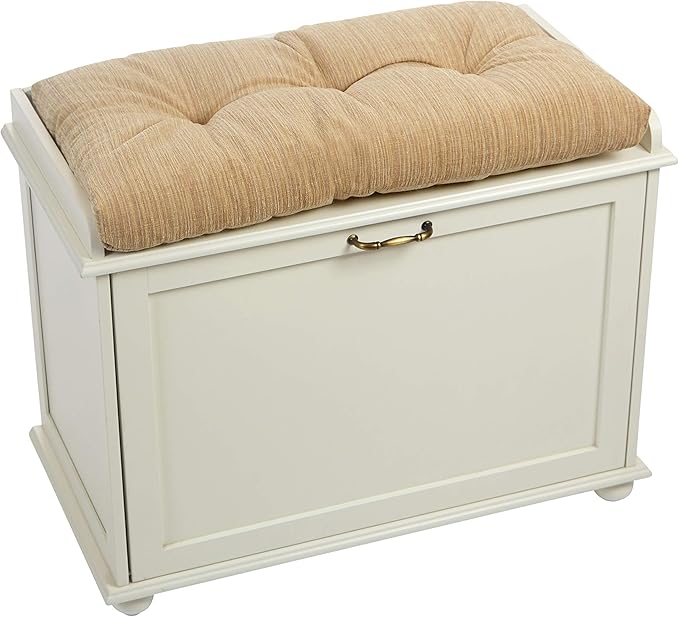 Klear Vu The Gripper Omega Non-Slip Tufted Bench Cushion for Indoor Furniture, Assembled in USA, Entryway Storage, Bay Window, Corner Nook or Piano Seat, 27 Inches, Chenille Natural
