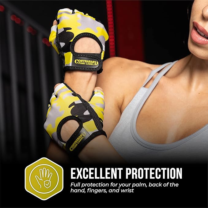 5217 Women's Design Series Camo Print Lifting and Rowing Gloves (Pair) - Lightweight Vegan Medium Padded Microfiber Amara Leather w/Griplock Silicone