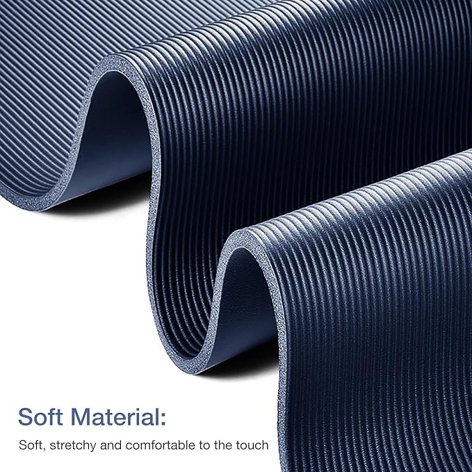 Yoga Mat Non Slip NBR Thick Yoga Mat, 72"L x 32"/24"W x 0.6"/0.4"TH (185cm x 80cm/61cm x 15mm/10mm), Anti-Tear Exercise Mat with Carrying Strap and Bag, Workout Mats for Yoga, Pilates, Floor Exercises