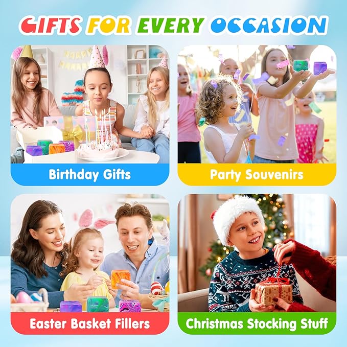 Fidget Toys Squishy Stress Cube, Stress Balls for Kids Adults Squishies Stress Relief, Ice Squishy Cube Sugar Balls, Sensory Toys for Kids with Autism, Fidgets for Classroom Prize Toys (Orange)