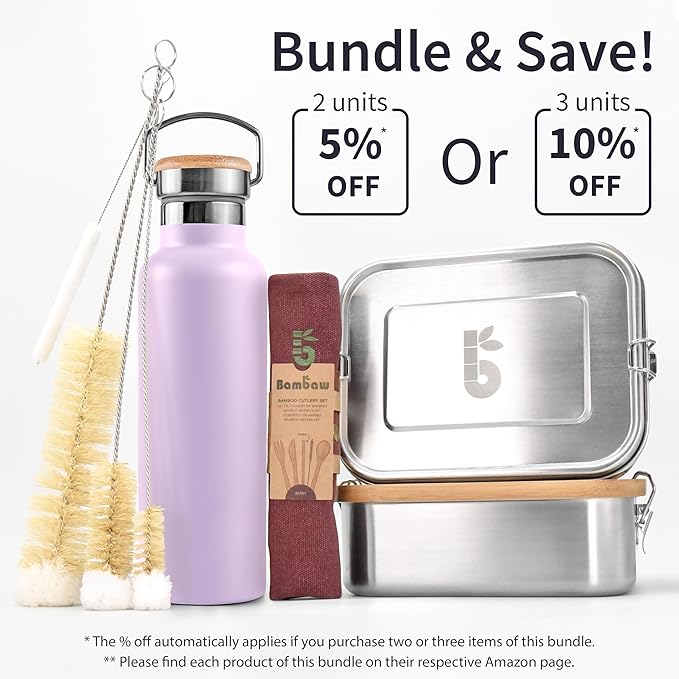 Bambaw Insulated 24oz Stainless Steel Water Bottle - Lavender Haze