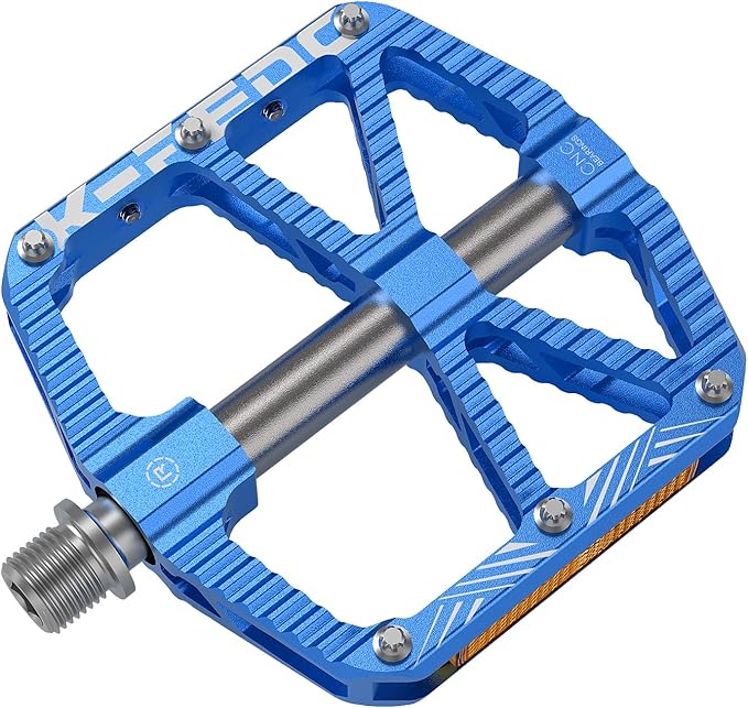MTB Mountain Bike Pedal Platform Flat Bicycle Pedals Aluminum Alloy Non-Slip 9/16" Metal Bike Pedals with 3 Bearings for Road, BMX