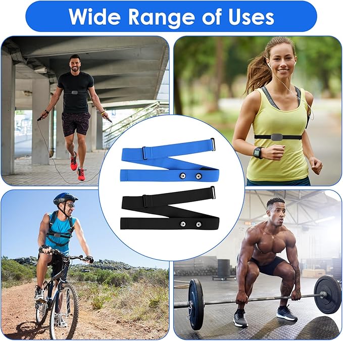 2 Pack Heart Rate Monitor Chest Strap Replacement, Adjustable Heart Rate Monitor Chest Band Compatible with H10 H9 H7, Cycling & Running Fitness Accessory for Men&Women, Fit for Daily Training