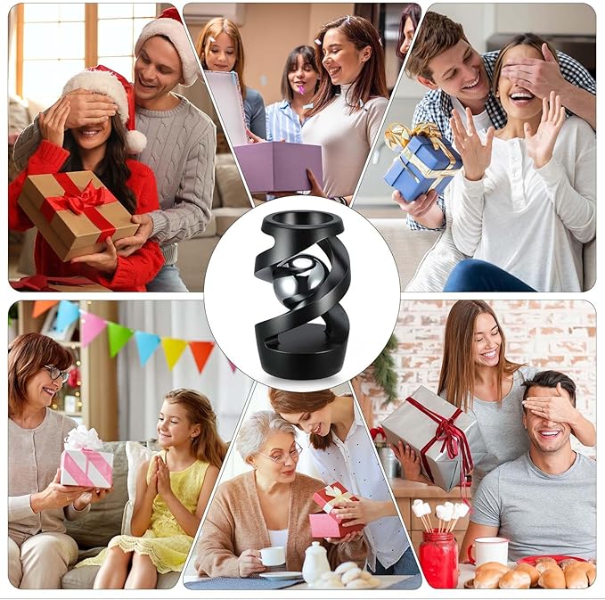 Kinetic Optical Illusion Toys, Kinetic Desktop Fidget Spinner Toys, Cool Gadget Desk Toy Fidget Toys Gift for Various Holidays, Kinetic Spinner Ball Relieve Stress Anxiety for Kids and Adults (Black)