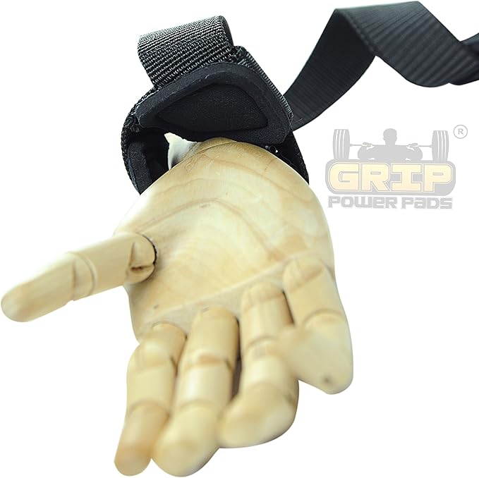 Heavy Duty Lifting Straps Neoprene Padded 1 Pair Wrist Wraps & Rubbery Grip Support Straps with Cotton Coated Rubber on One Side