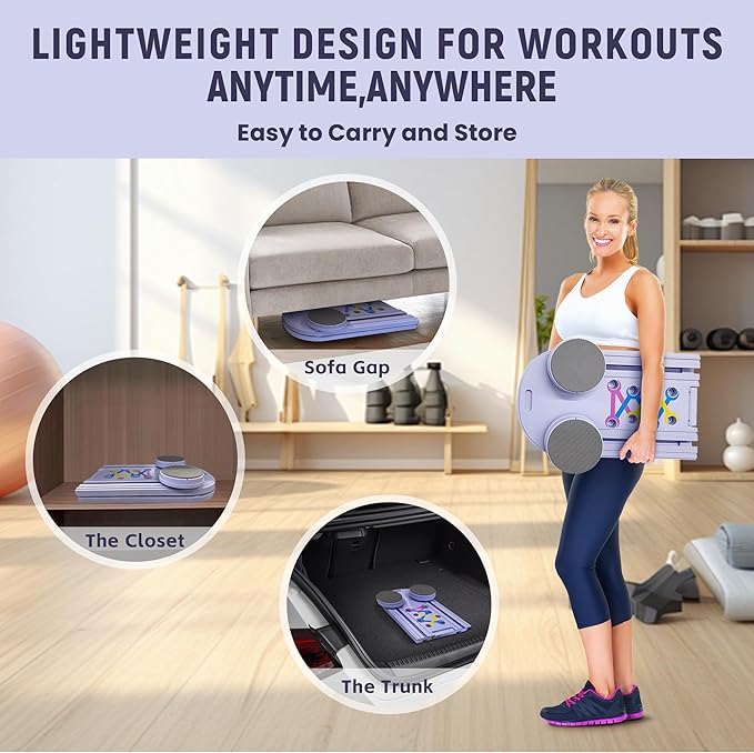 Pilates Board Reformer Set 15-in-1, Foldable Ab Core Trainer for Home Workout, Portable Multifunctional Pilates Machine for Women & Men, Full-Body Exercise Equipment with Ab Roller