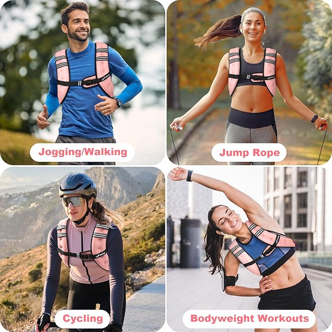 Weighted Vest 5lb/8lb/10lb/15lb/20lb/25lb/30lb Weight Vest Woman Men with Reflective Stripe, Rucking Running Vests for Women Workout Walking Strength Training Weight Loss Fitness Weightlifting