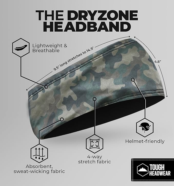 Tough Headwear Sport Headbands for Men - Workout Headbands for Women - Running Headband -Tennis Athletic Sweatband