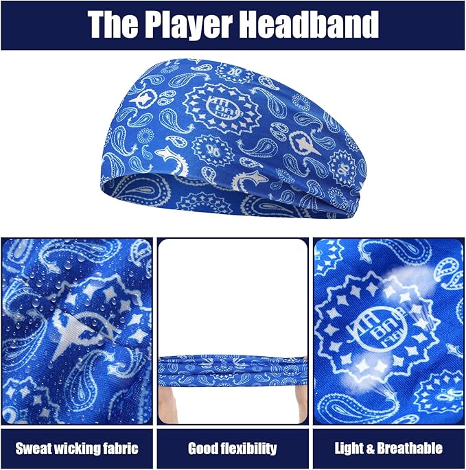 9 pcs Sweatbands for Men Workout Sport Headbands for Men Camo Headband Sweat Absorbing Headband Wide Sweatband for Head Basketball Football Cycling Running Yoga, 4.7 x 9.8 Inch