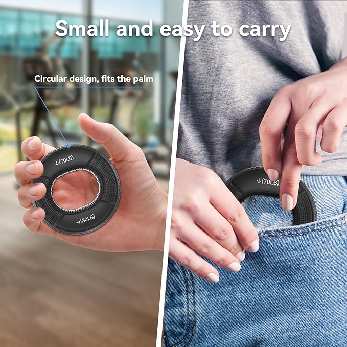 Hand Grip Strengthener, Grip Strength Trainer, Fingers Exerciser - Silicone Rings for Muscle Training Sports Rock Climbing Finger Rehabilitation Training,Hand & Wrist Muscles Trainer Stress Relief,5 Resistance Levels