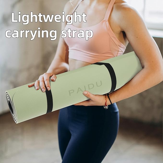 Yoga Mat Non Slip Anti-tear,extra thick-2/5 inch(10MM)High Resiliency Professional POE Yoga Mats for Women Men Kids,72"x24"inch,Workout, Yoga, Pilates and Floor Exercise, with Carrier Strap