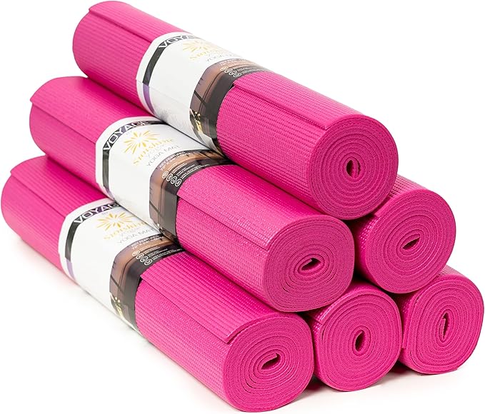 Sunshine Yoga Voyage Yoga Mat, 6 Pack, 72" x 24" Professional Studio and Gym Bulk Yoga Mats, 5mm Thick, Durable, Anti-Tear, Non Slip Fitness and Exercise Mats