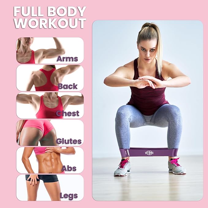 Resistance Bands for Women with Online Workouts Included - Loop & Flat Bands | Ideal for Home Fitness, Pilates, Yoga, Rehab, Tone & Sculpt