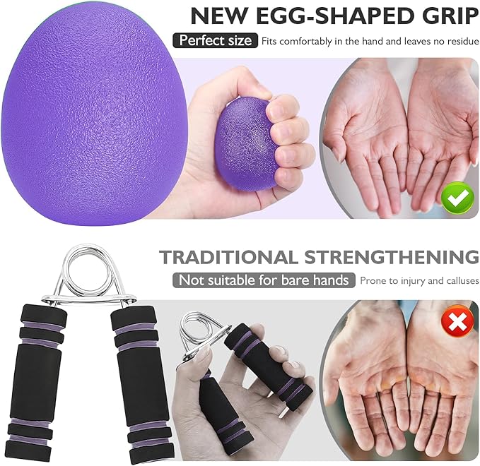 Peradix Hand Grip Strength Trainer, Stress Relief Ball, Wrist Rehab Therapy Hand Grip Equipment Ball Squishy Tools - Set of 3 Finger Resistance Exercise Squeezer
