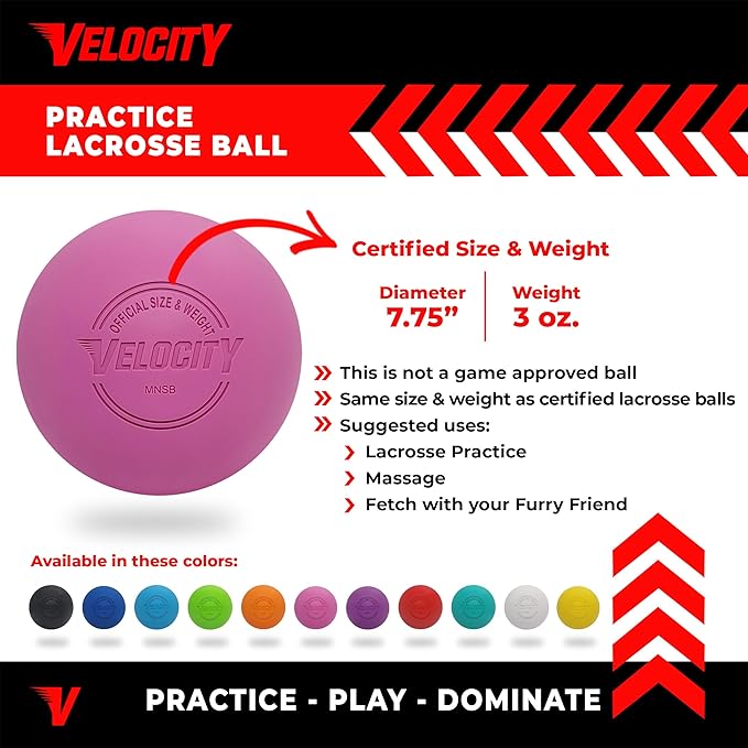 Velocity Lacrosse Balls - 1, 2, 3, 6, 12, 18, 24, 36, 60 and 120 Packs - for Practice, Official NFHS and College Approved Size