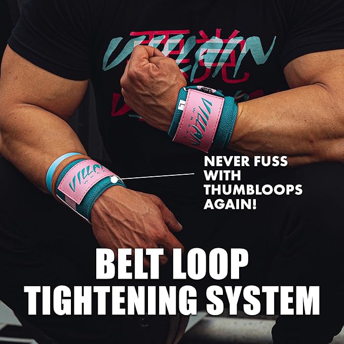 Villain Wrist Wraps for Weightlifting & Powerlifting – Adjustable Support Straps for Men and Women – Ideal for Strength Training, CrossFit, Bodybuilding – Durable Comfort to Eliminate Wrist Pain