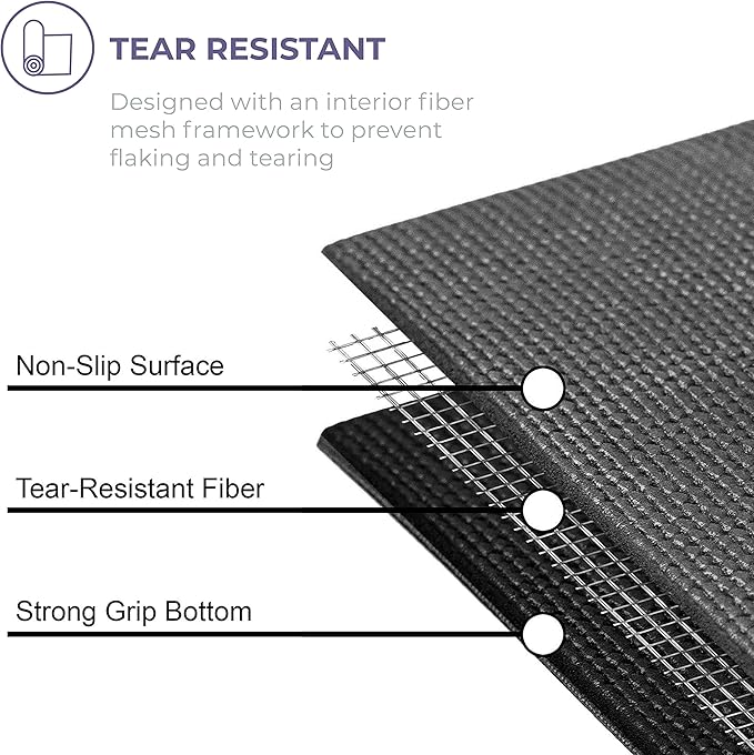 Sunshine Yoga Voyage Yoga Mat, 6 Pack, 72" x 24" Professional Studio and Gym Bulk Yoga Mats, 5mm Thick, Durable, Anti-Tear, Non Slip Fitness and Exercise Mats