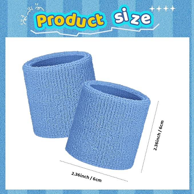12 Pack Sweatbands Sports Wristband Cotton Sweat Band for Men and Women, Good for Tennis, Basketball, Running, Gym, Working Out