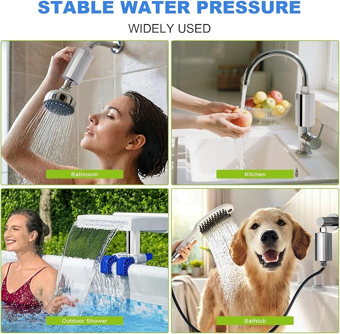 ALL METAL Shower Head Filter – KDF 55 Shower Filter Vitamin C E&A for Hard Water, High Pressure Universal Shower Water Filters to Remove Toxic Chemicals, Chlorine and Heavy Metals,Chrome