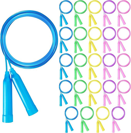 Jump Ropes for Kids, Colorful Jump Ropes for Kids Bulk, Adjustable Skipping Ropesfor Boys Girls, Tangle-Free Plastic Jumping Ropes for Party Favor Exercise Outdoor Activity