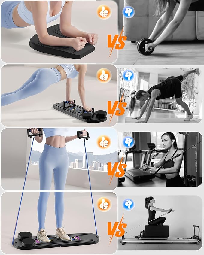Pilates Board Pilates Reformer Set, Multifunctional Pilates Board for Home Workout, Foldable Abs Core Trainer Board,Pilates Board for Women, Men & Beginners for Full-Body Workouts