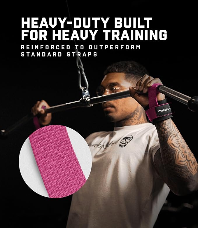 Gymreapers Weight Lifting Straps With Dowel - Wrist Straps for Weightlifting - Workout Deadlift Wrist Weights - Reinforced Stitching & Padded Fit Gym Accessories for Strength & Gym Hand Grip