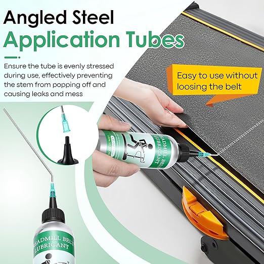 Treadmill Lubricant for Belt, 240ml/8oz 100% Silicone Oil High Temperature Resistant and Stable Walking Pad Lube with 2 Steel Application Tubes and Precision Screw Caps for Most Types of Treadmills