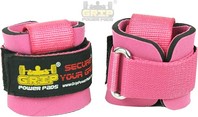 Heavy Duty Lifting Straps Neoprene Padded 1 Pair Wrist Wraps & Rubbery Grip Support Straps with Cotton Coated Rubber on One Side