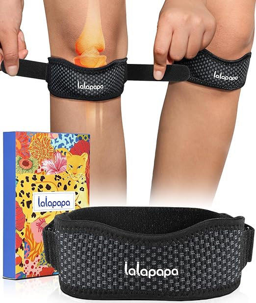 Knee Brace - 2Pack Adjustable Compression Brace with V-shaped Support Strip for Men Women Patella Band for Meniscus Injury Arthritis Pain Joint Support Strap for Workout, Black