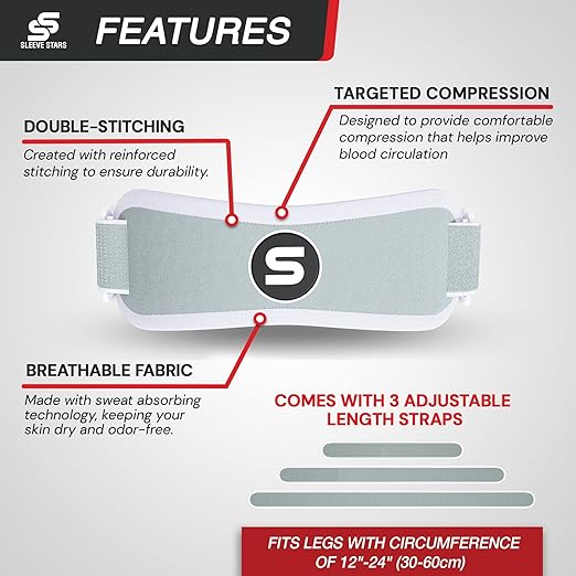 Sleeve Stars Swedish Brand Patellar Tendon Support Strap for Women & Men Effective Osgood Schlatter Knee Brace Youth & Kids Knee Brace with 3 Adjustable Length fits 12"-24" (Single/Mint Green/Adult)