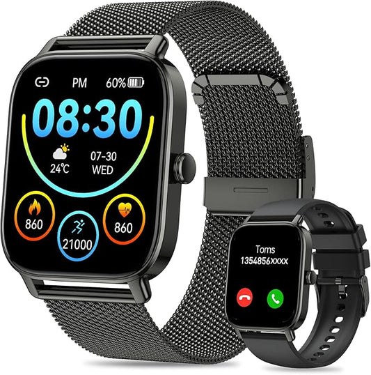 Smart Watch for Men Women Fitness: Make Answer Call Digital Mens Watches Waterproof Running Pedometer Smartwatch for Android Phone iPhone Samsung Compatible Sleep SpO2 Heart Rate Monitor Step Tracker