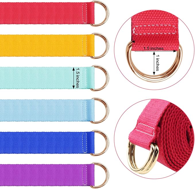 6 Packs Yoga Strap for Stretching Yoga Belt Adjustable Straps for Non Elastic Stretching Strap Exercise Straps for Pilates