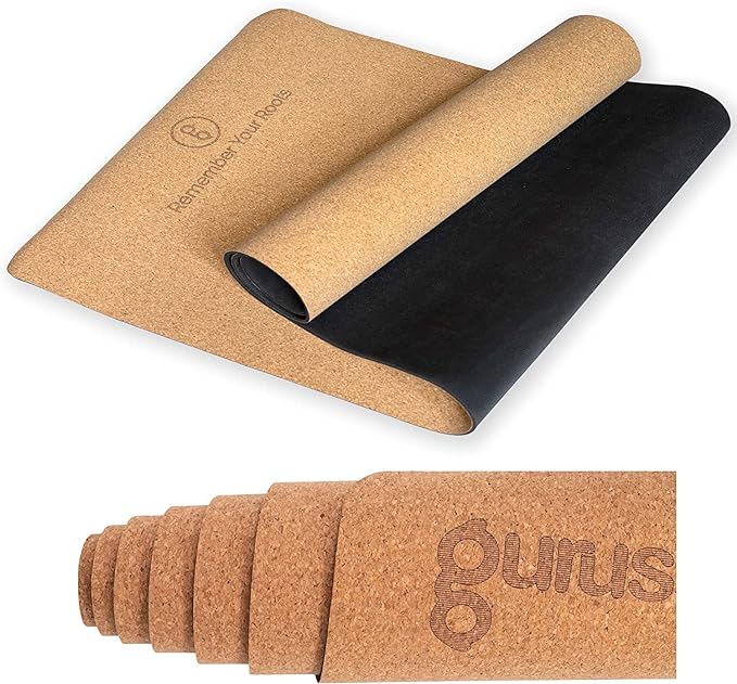GURUS Sweat Proof Durable Cork Yoga Mat Thick Non Slip Exercise Mat for Home Workout