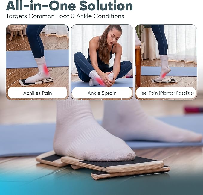 Ankle Strengthener & Single Leg Ankle Balance Board, Foot Strengthener For Pain Relief & Recovery, Prevent Injuries, Safe Non Slip Wooden Balance Board For Physical Therapy & Plantar Fasciitis Relief