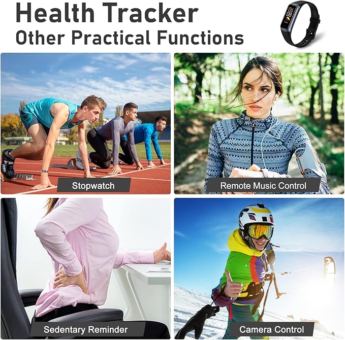 Fitness Tracker with Step Counter/Calories/Stopwatch, Activity Tracker, Health Tracker with Heart Rate Monitor, Sleep Tracker,1.10''AMOLED Touch Color Screen, Pedometer Watch for Women Men