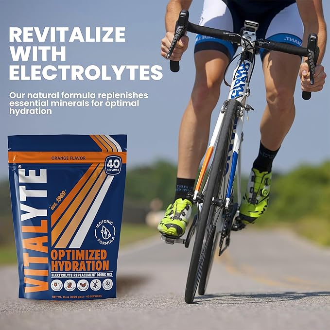 Vitalyte Electrolyte Powder Drink Mix, Isotonic Electrolyte Hydration Mix, Gluten Free Post Workout Powder Mix, Pack of 1, 35 oz., Orange Flavor