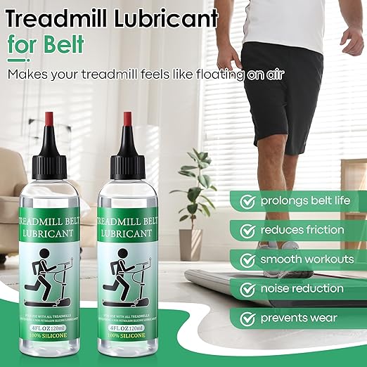 Treadmill Lubricant for Belt, 240ml/8oz 100% Silicone Oil High Temperature Resistant and Stable Walking Pad Lube with 2 Steel Application Tubes and Precision Screw Caps for Most Types of Treadmills