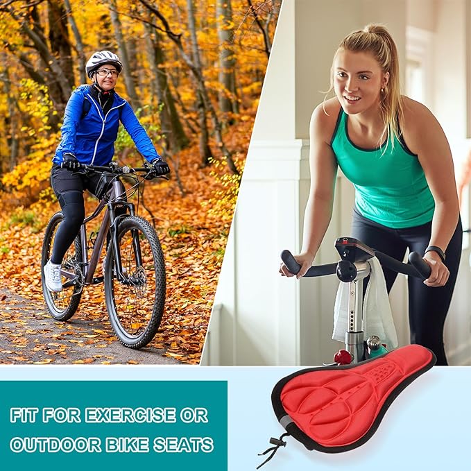 HARFINGTON Bike Seat Cover Bicycle Saddle Cushion with Drawstring Large Comfortable Gel Padded Oversized Paddle for Men Women