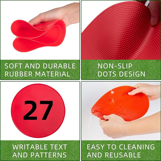 Spot Markers 18 Pcs 9 Inch 10 Inch Non Slip Rubber Agility Markers for Football, Basketball Training Markers,School Activities, Exercise Drills