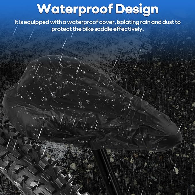 New Gel Bike Seat for Men & Women, Mjkeomo Waterproof Bicycle Seat Breathable Mountain Bike Saddle Gel Bicycle Saddle for MTB, BMX, Road Bike, City Bikes, Exercise Bikes