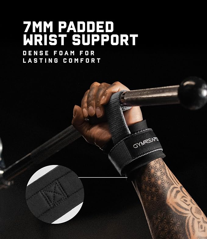 Gymreapers Weight Lifting Straps With Dowel - Wrist Straps for Weightlifting - Workout Deadlift Wrist Weights - Reinforced Stitching & Padded Fit Gym Accessories for Strength & Gym Hand Grip