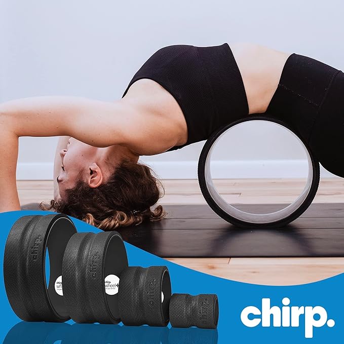 Chirp Wheel Foam Roller – Targeted Back & Neck Relief, Lumbar Spine Stretcher, Spinal Decompression Back Stretcher, Massage Roller with Density Foam for Physical Therapy, Supports 500lbs, 4-Pack Black