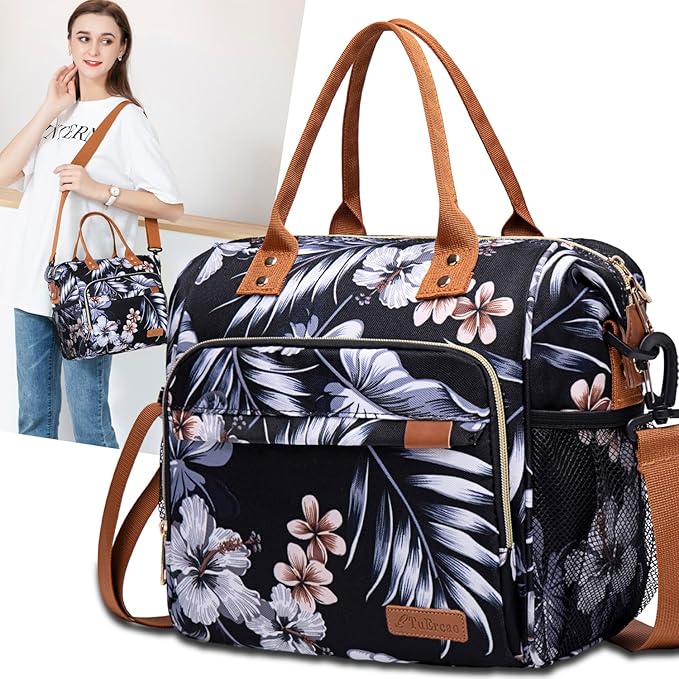 Hibiscus Lunch Box for Women Adult Insulated Lunch Bag Ladies Lunch Tote Bag for Work Loncheras para Mujer de Trabajo