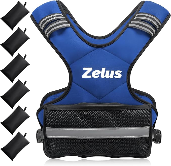 ZELUS Weighted Vest for Men and Women | 4-10lb/11-20lb/20-32lb Vest with 6 Ironsand Weights for Home Workouts | Adjustable Body Weight Vest Exercise Set for Cardio and Strength Training