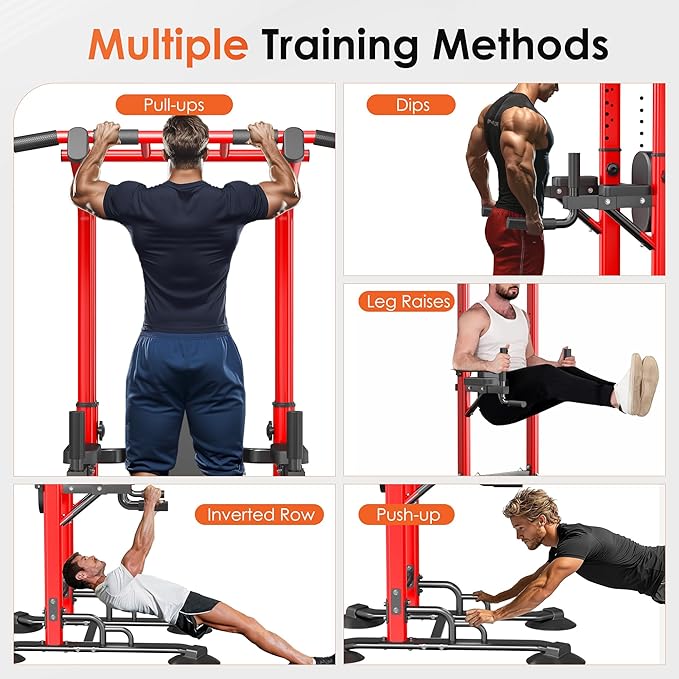 SogesPower Power Tower Pull Up Bar Station, 12-Level Adjustable Multi-Function Pull Up Dip Station for Home Gym, Pull Up Bar Stand Dip Bar Strength Training Fitness Equipment