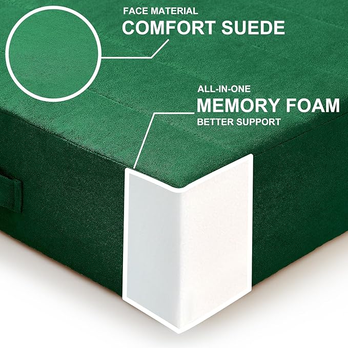 22 inches Floor Pillow for Adults - Large Meditation Cushion with Thick Foam - Premium Outdoor Square Floor Cushion Seat - Yoga Pillow for Sitting On Floor - Green