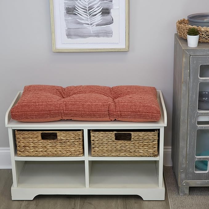 Klear Vu Corner Nook or Piano Seat Omega Non-Slip Tufted Bench Cushion for Indoor Furniture, Entryway Storage, Bay Window, 30 Inches, 20 Clay