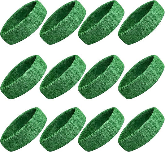 Sweatbands Sport Headbands for Men & Women, 12 Pcs Sweat Head Bands Moisture Wicking Sport Headband Cotton Sweatbands for Basketball, Athletic Exercise, Running