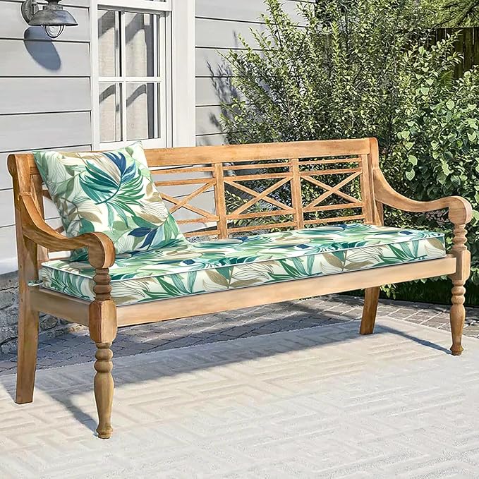 Outdoor Bench Cushion 45x18x3 Inch, Bench Furniture Cushion for Loveseat Sofa Couch Bench Garden Porch Glider, Lush Leaf Green